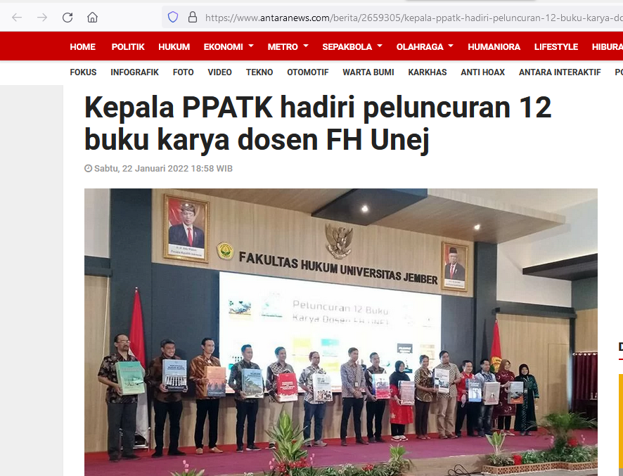 Kepala Ppatk Hadiri Peluncuran Buku Karya Dosen Fh Unej Faculty Of